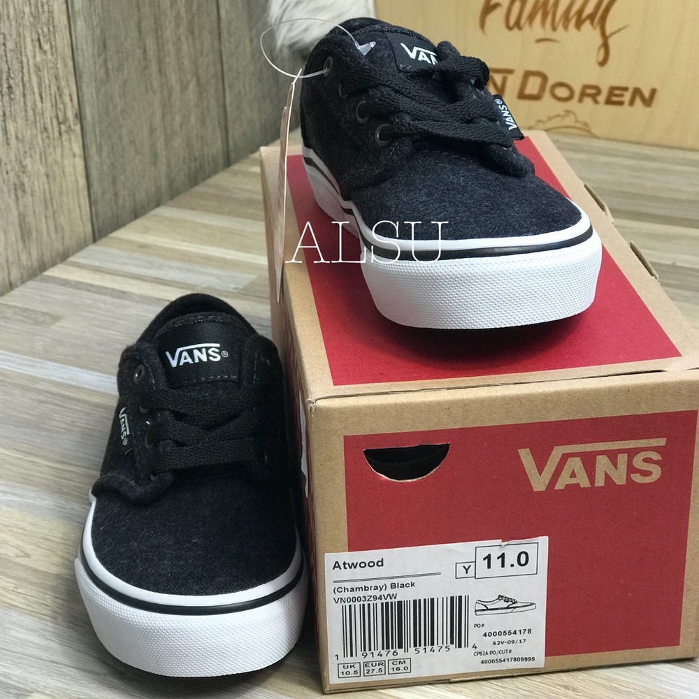 NWT VANS Atwood Chambray Black Kid’s AUTHENTIC - Picture 2 of 6